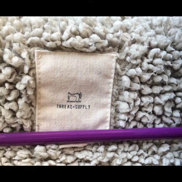 Anthro Thread & Supply Grey Silver Hooded Teddy Jacket Sz M - Picture 5 of 8